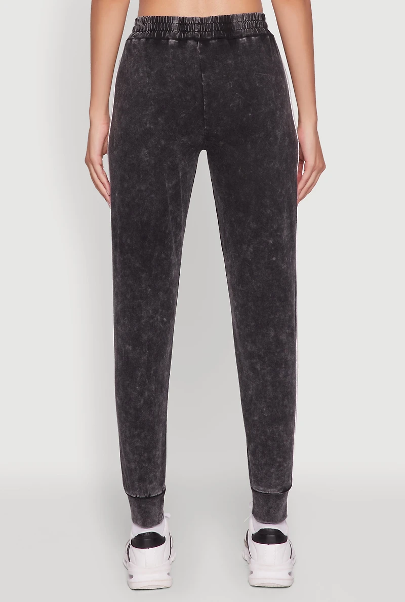 Womens Daisy Mineral Wash Drawstring Waist Varsity Stripe Joggers,