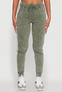 Daisy Mineral Wash Drawstring Waist Varsity Stripe Joggers