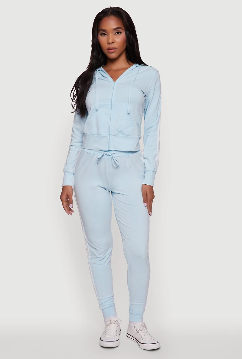 Daisy Mineral Wash Drawstring Waist Varsity Stripe Joggers