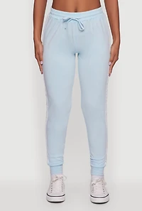 Womens Daisy Mineral Wash Drawstring Waist Varsity Stripe Joggers,