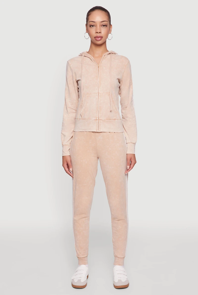 Womens Daisy Mineral Wash Drawstring Waist Varsity Stripe Joggers, Khaki, Size XL