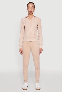 Womens Daisy Mineral Wash Drawstring Waist Varsity Stripe Joggers, Khaki, Size XL