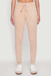 Womens Daisy Mineral Wash Drawstring Waist Varsity Stripe Joggers, Khaki, Size XL