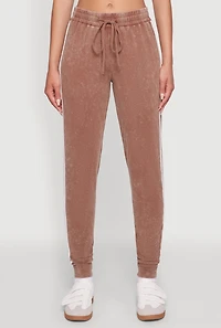 Womens Daisy Mineral Wash Drawstring Waist Varsity Stripe Joggers,