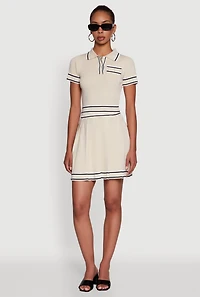 Daisy Varsity Stripe Trim Cropped Polo Shirt