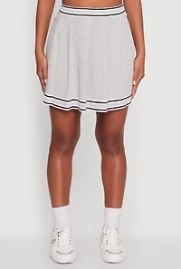 Daisy High Waisted Pleated Skirt with Varsity Stripe Detail