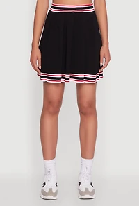 Womens Daisy High Waisted Pleated Skirt with Varsity Stripe Detail,