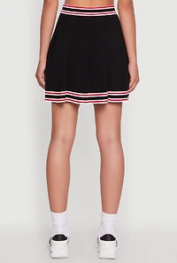 Womens Daisy High Waisted Pleated Skirt with Varsity Stripe Detail,