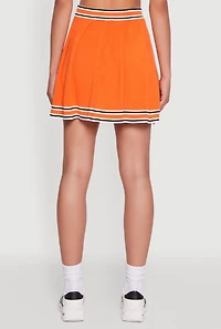 Womens Daisy High Waisted Pleated Skirt with Varsity Stripe Detail,