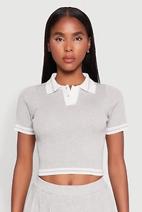 Daisy Varsity Stripe Cropped Polo Shirt