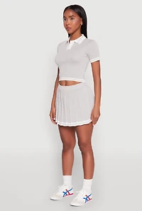 Daisy Varsity Stripe Cropped Polo Shirt