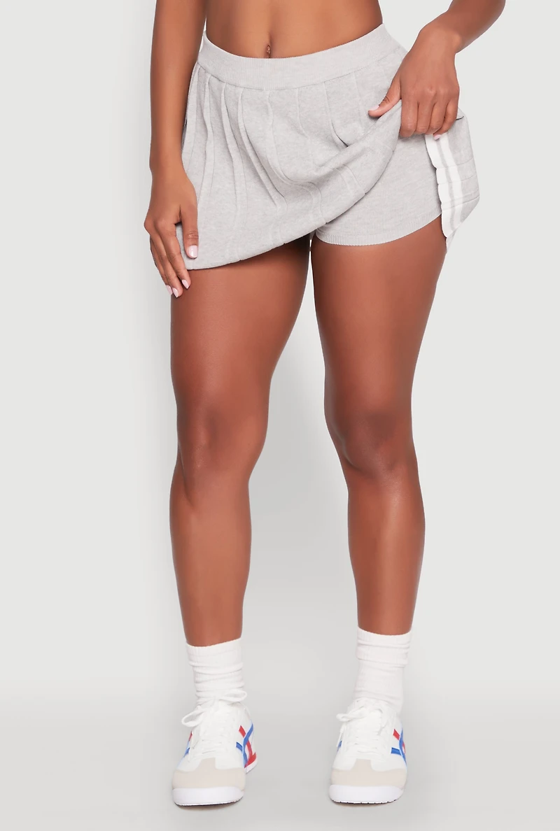 Daisy Varsity Stripe Pleated Skort