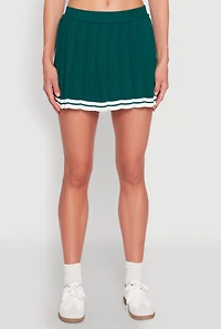 Womens Daisy Varsity Stripe Pleated Skort, Green, Size S