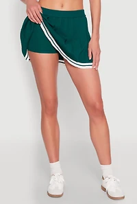 Womens Daisy Varsity Stripe Pleated Skort, Green, Size S