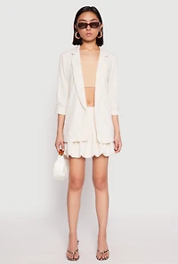 Crepe Knit Waistband Mini Bubble Skirt