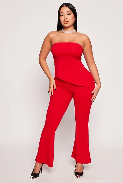 Crepe Knit Flare Pants