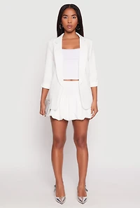Womens Side Zip Mini Bubble Skirt, White,