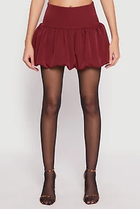 Womens Side Zip Mini Bubble Skirt, Burgundy, Size M