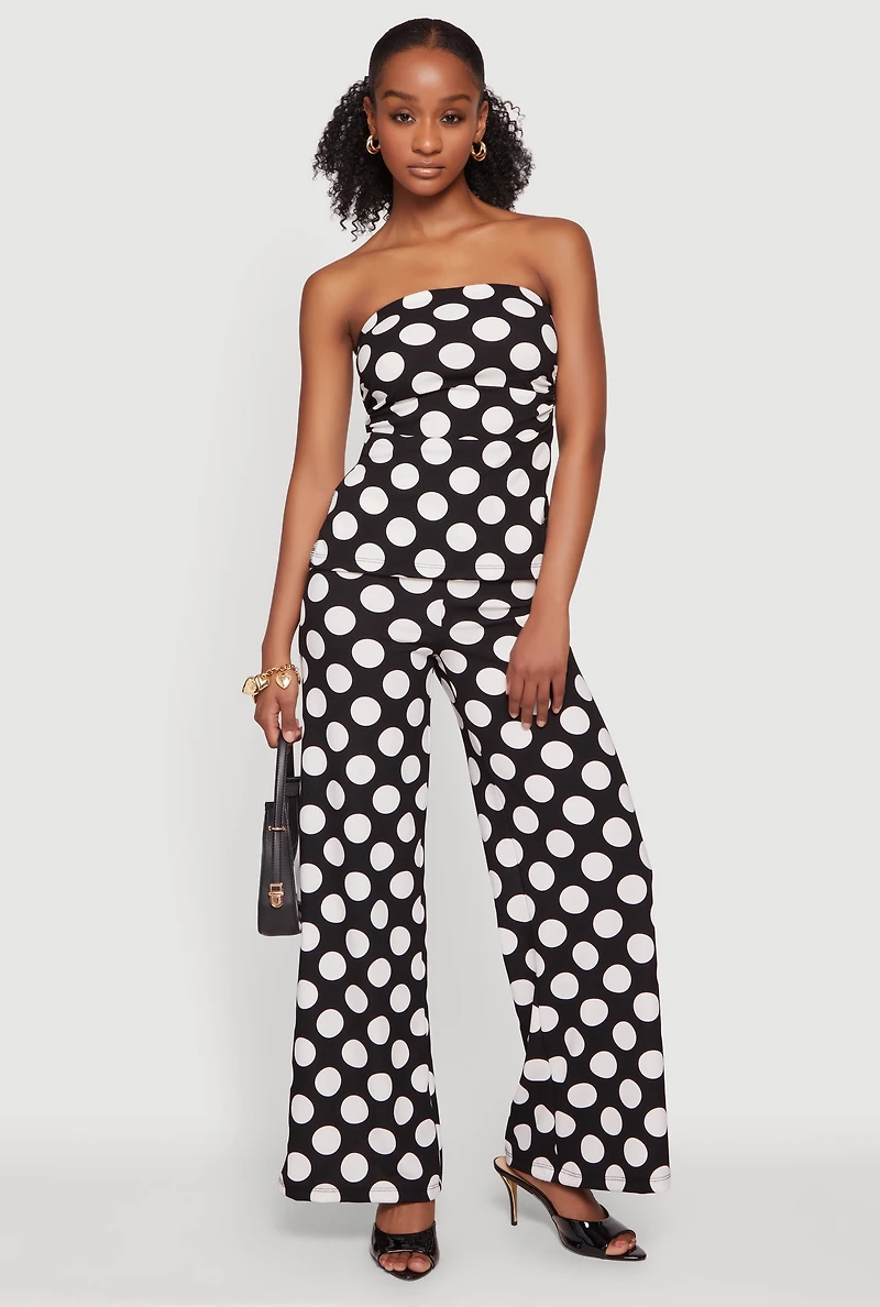 Polka Dot Side Ruched Tube Top