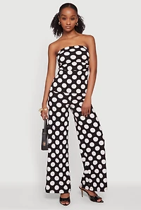 Polka Dot Side Ruched Tube Top