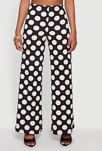 High Waisted Wide Leg Polka Dot Pants