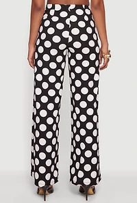 High Waisted Wide Leg Polka Dot Pants