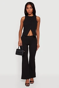 Front Slit Crepe Knit Blazer Vest