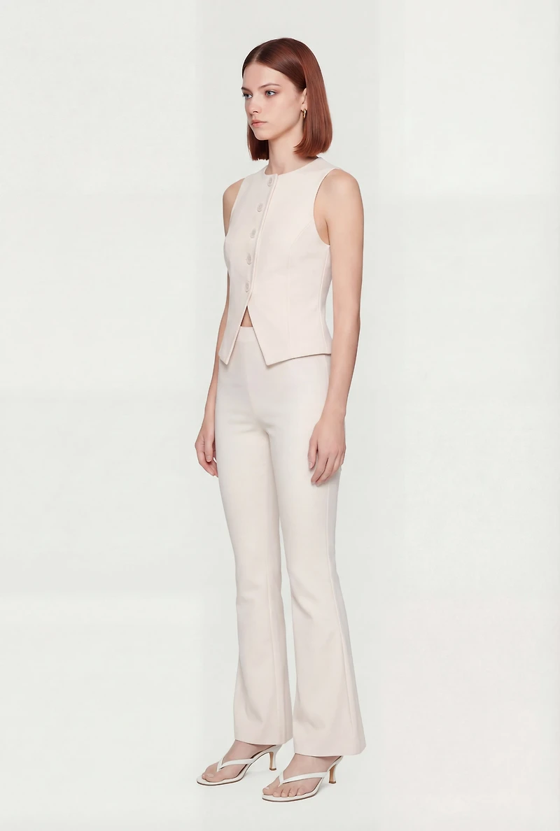 Front Slit Crepe Knit Blazer Vest