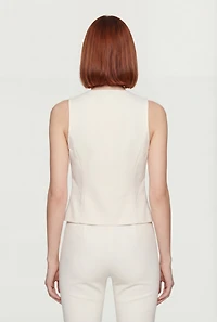 Front Slit Crepe Knit Blazer Vest