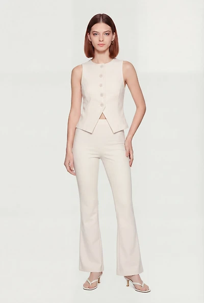 Crepe Knit Pull On Flare Pants