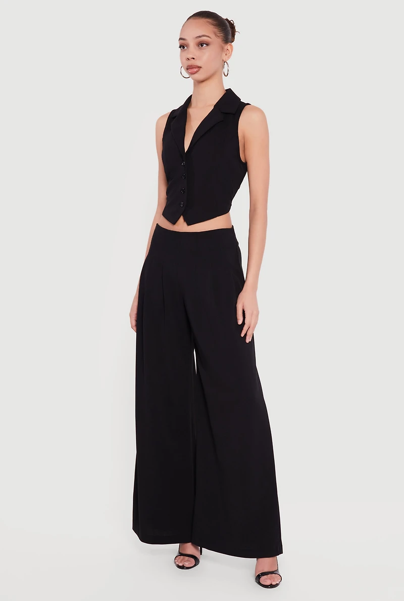 Crepe Knit Tie Back Cropped Blazer Vest