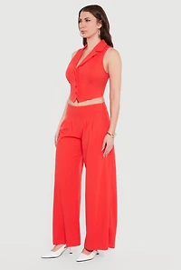 Crepe Knit Tie Back Cropped Blazer Vest