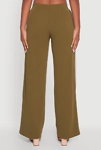 Womens Wide Leg Crepe Knit Casual Pants, Green, Size XL