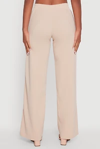 Womens Wide Leg Crepe Knit Casual Pants, S