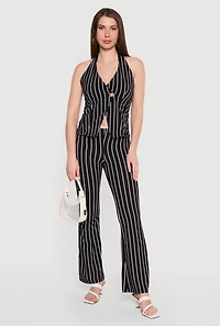 Striped Halter Blazer Vest
