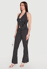 Striped Halter Blazer Vest