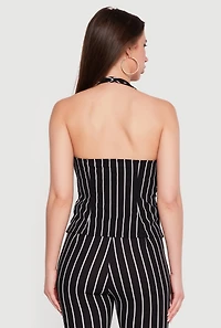 Striped Halter Blazer Vest