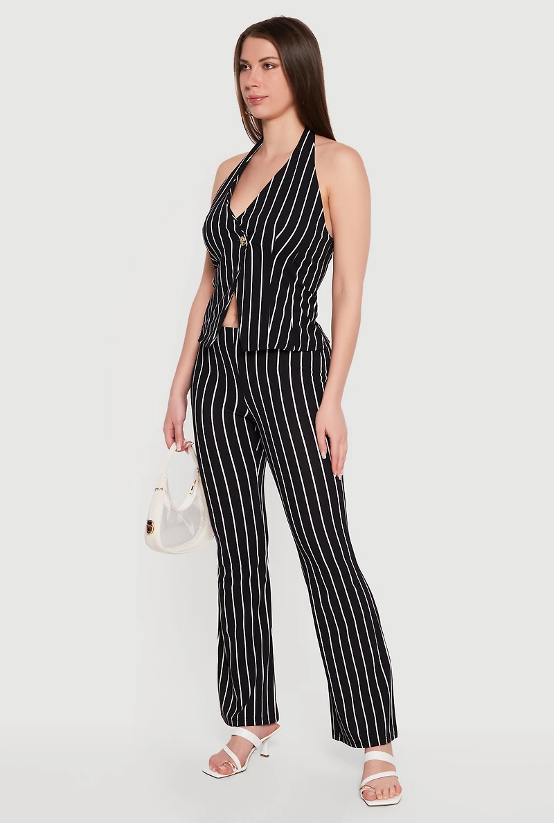 Striped Pull On Flare Pants