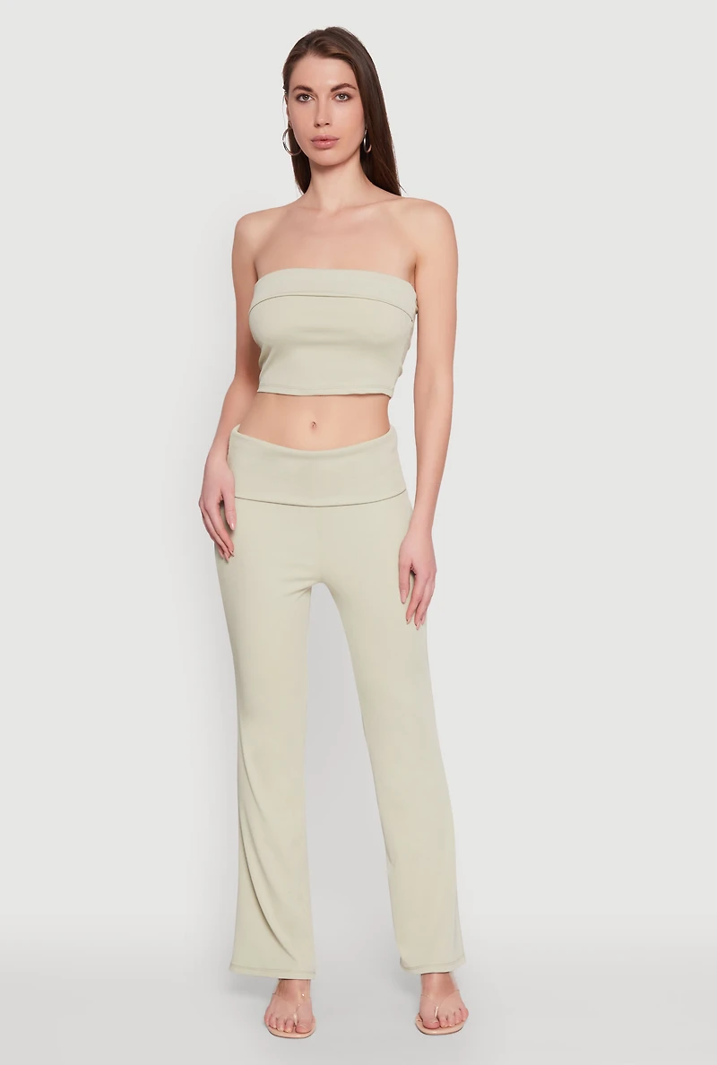 Haute Monde Cropped Fold Over Tube Top