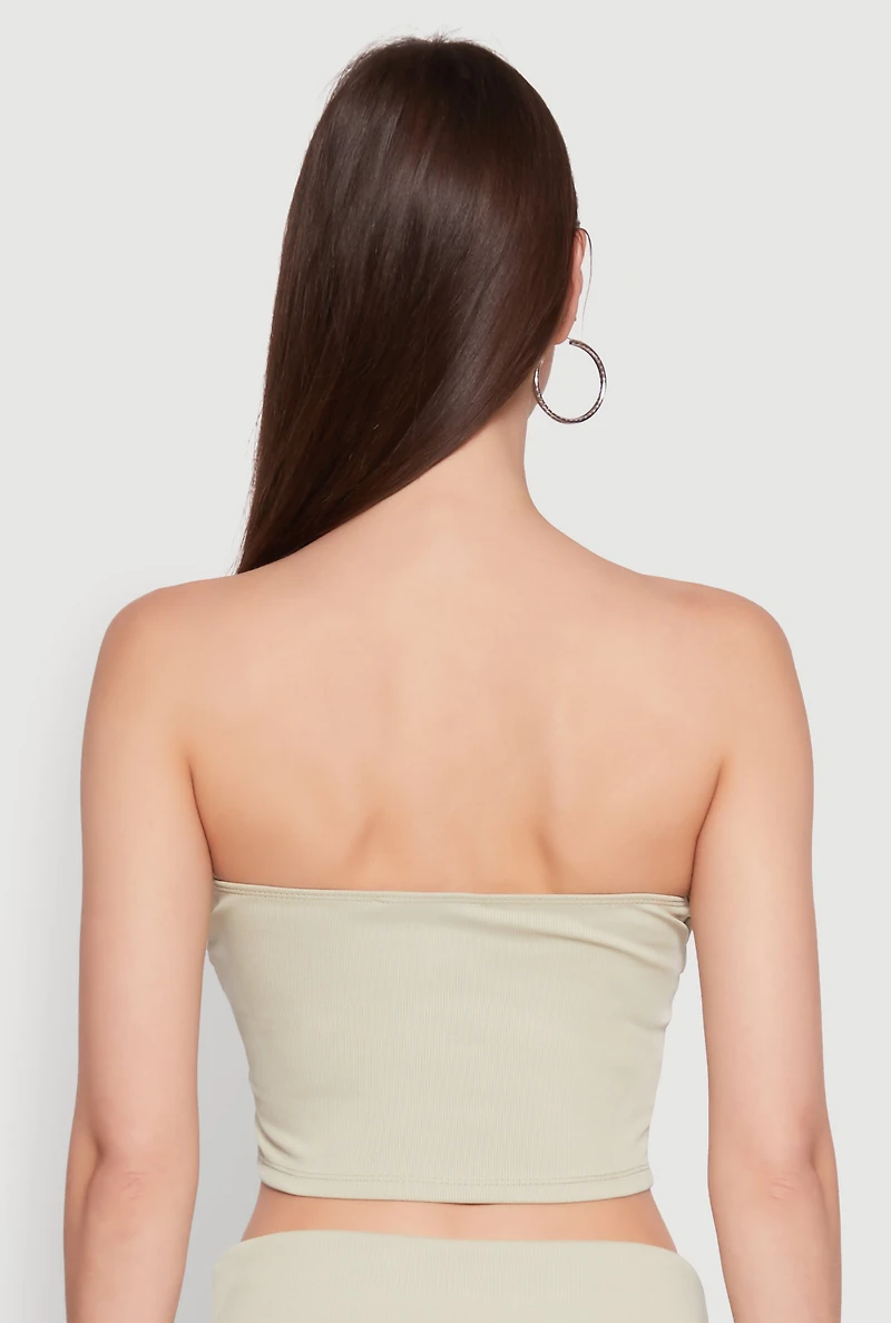 Haute Monde Cropped Fold Over Tube Top