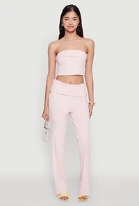 Womens Haute Monde Cropped Fold Over Tube Top, M