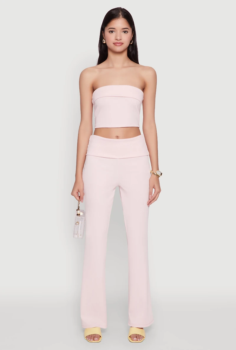 Womens Haute Monde Cropped Fold Over Tube Top, M