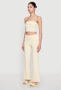 Womens Haute Monde Cropped Fold Over Tube Top, Yellow, Size M