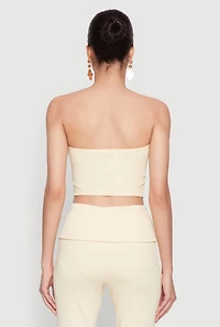 Womens Haute Monde Cropped Fold Over Tube Top, Yellow, Size M