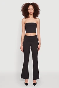 Haute Monde Fold Over Waist Flared Leg Pants