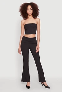 Womens Haute Monde Fold Over Waist Wide Leg Pants,