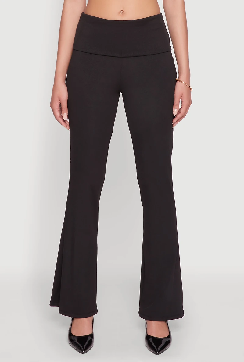 Womens Haute Monde Fold Over Waist Wide Leg Pants,