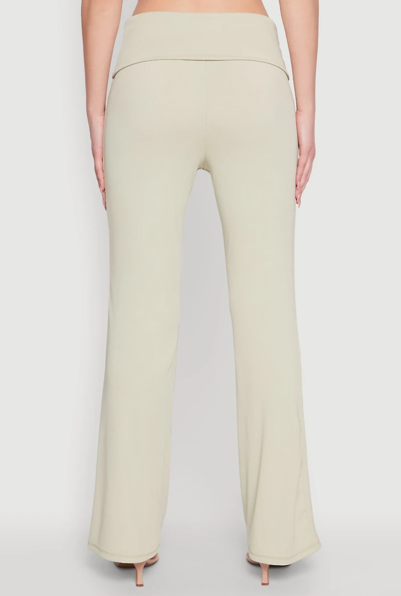 Haute Monde Fold Over Waist Flared Leg Pants
