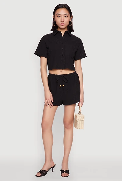 Womens Haute Monde Starfish Decorative Stitch Shorts, Black, Size S