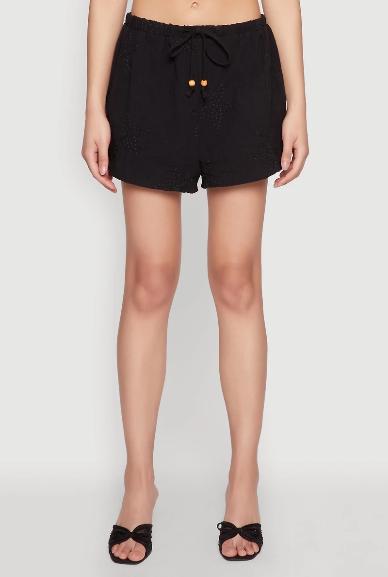 Womens Haute Monde Starfish Decorative Stitch Shorts,